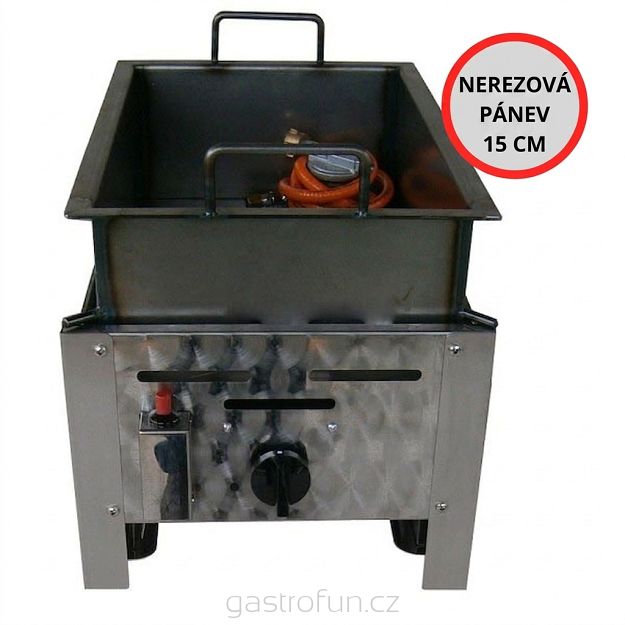 Plynová fritéza – 1-hořáková K+F s nerezovou pánví 15 cm