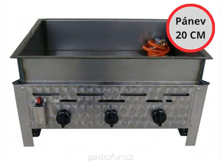 Plynová fritéza – 3-hořáková K+F s pánví 20 cm