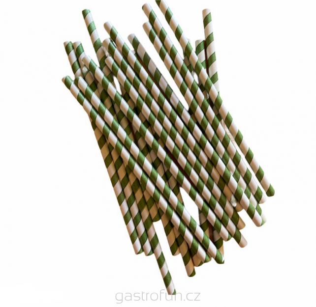Brčka papírová (zeleno - bílá) - 8mm průměr / 20cm délka